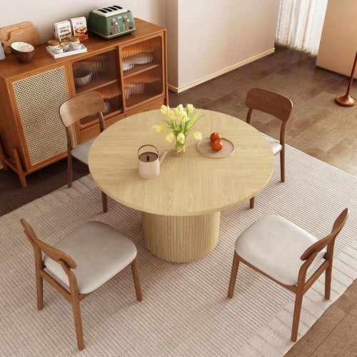 Round Dining Table for 4, Modern Farmhouse Kitchen Table, 47 Inch