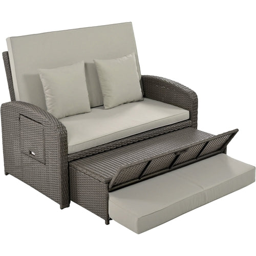 Outdoor Chaise Lounge Rattan White with Adjustable Design for Patio,