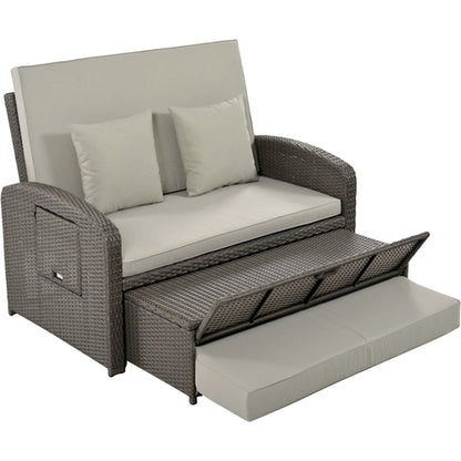 Outdoor Chaise Lounge Rattan White with Adjustable Design for Patio,