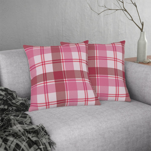 Decorative Indoor/outdoor Pillow - Pink and White Plaid