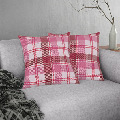Decorative Indoor/outdoor Pillow - Pink and White Plaid