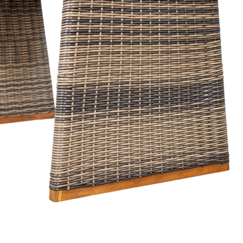 Outdoor Acacia Wood Dining Table, Teak Finish with Wicker