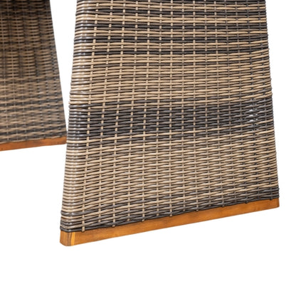 Outdoor Acacia Wood Dining Table, Teak Finish with Wicker