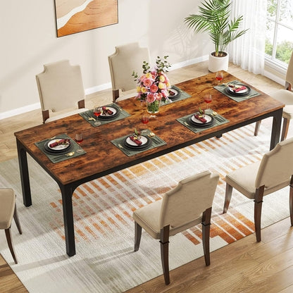 78 Inch Narrow Dining Table For 6 To 8 People Rustic Wood
