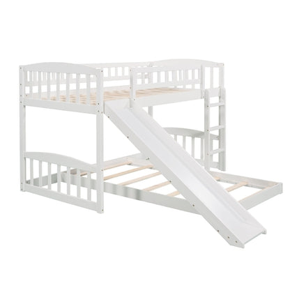 Twin Over Twin Bunk Bed with Slide and Ladder, White