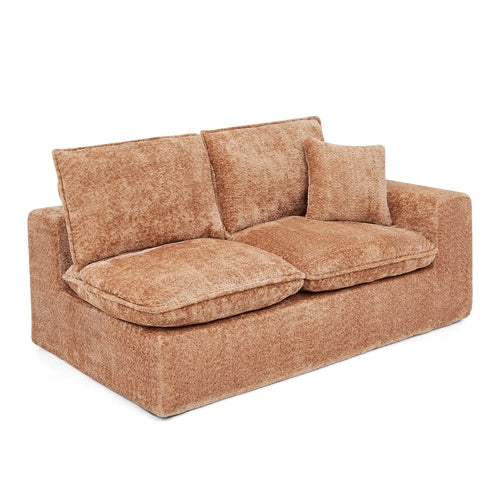 Modern Boucle L-Shaped Sectional Sofa with Two Moveable Ottomans,