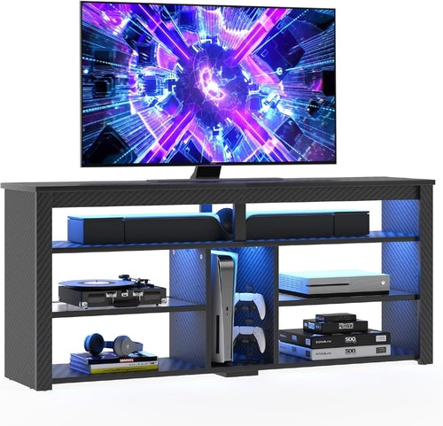 LED Tall TV Stand, Entertainment Center for 55/60/65 Inch TV, Gaming