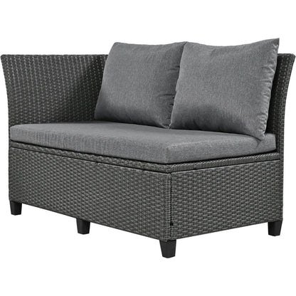 5-Piece Outdoor Patio Rattan Sofa Set, Sectional PE Wicker L-Shaped