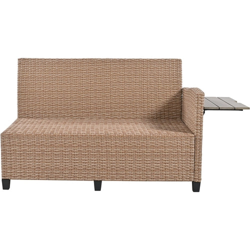 5-Piece Outdoor Patio Rattan Sofa Set, Sectional PE Wicker L-Shaped