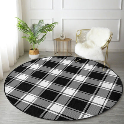 Plaid Round Rug, Plaid Area Rug, Living Room Area Rug, Bedroom Circle