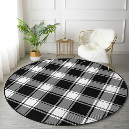 Plaid Round Rug, Plaid Area Rug, Living Room Area Rug, Bedroom Circle