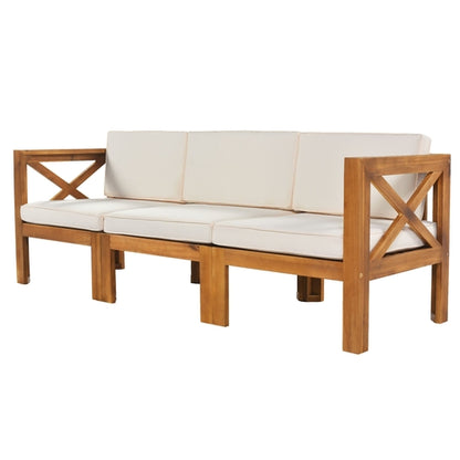 Outdoor Backyard Patio Wood 5-Piece Sectional Sofa Seating Group Set