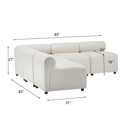 Modular Chenille Sectional Sofa – Modern Curved Upholstered Couch for
