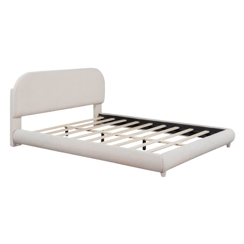 Teddy Fleece Upholstered Platform Bed with Thick Fabric, Solid Frame