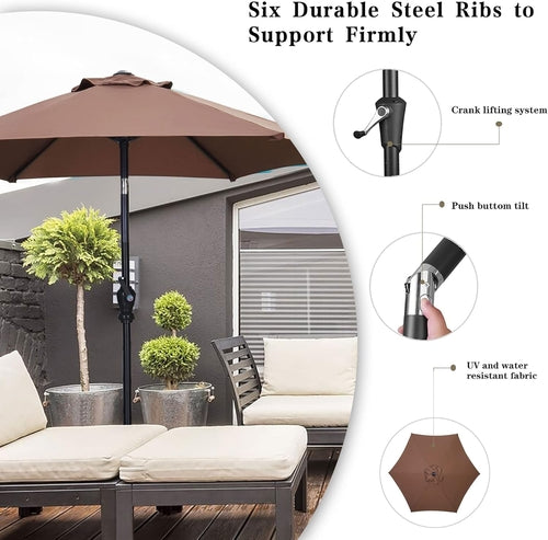 7.5 Foot Aluminum Patio Umbrella Tilt Crank Outdoor Shade