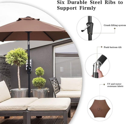 7.5 Foot Aluminum Patio Umbrella Tilt Crank Outdoor Shade