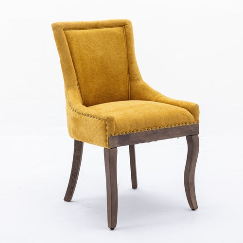 Ultra Side Dining Chair, Thickened Fabric with Solid Wood Legs and
