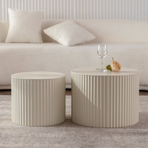 Round Wood Coffee Table for Living Room for Small Space Apartment and