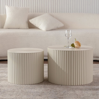 Round Wood Coffee Table for Living Room for Small Space Apartment and