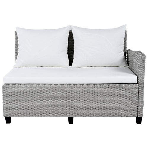 5-Piece Outdoor Patio Rattan Sofa Set, Sectional PE Wicker L-Shaped