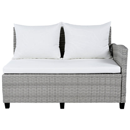 5-Piece Outdoor Patio Rattan Sofa Set, Sectional PE Wicker L-Shaped