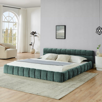 Upholstered Bed Frame with Thick Chenille Fabric, Grounded Platform