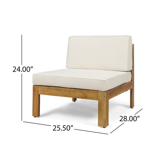 ALCOVE L-Shape Sofa Set Beige Acacia Wood with Water-Resistant