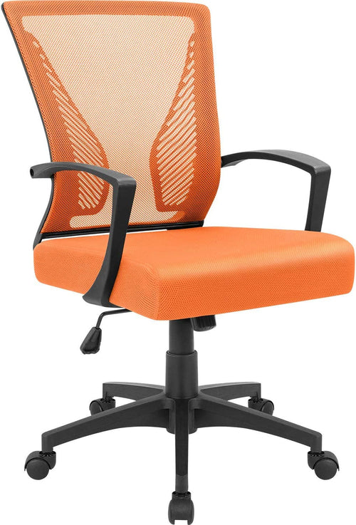 Orange Mesh Office Chair With Ergonomic Lumbar Support