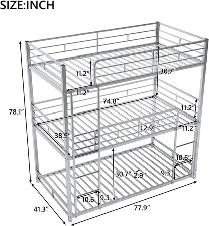 Black Triple Metal Bunk Bed Twin XL Full Queen Sizes