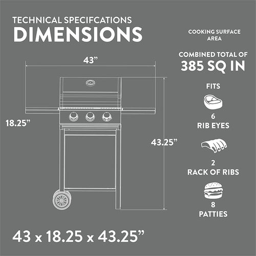 3 Burner Stainless Steel Propane Gas Grill With Cabinet