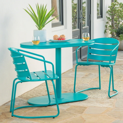 Santa Monica 3-Piece Outdoor Bistro Set – Modern Iron Patio Dining Set