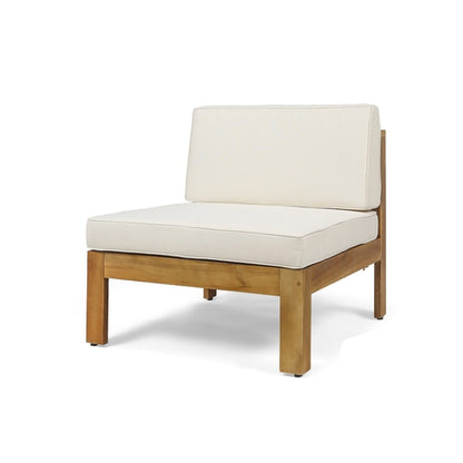 ALCOVE L-Shape Sofa Set Beige Acacia Wood with Water-Resistant