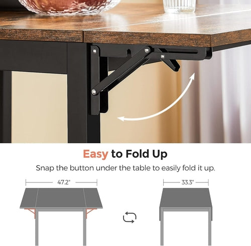 Folding Dining Table Drop Leaf Extendable Brown For Small Spaces Seats