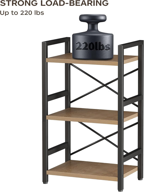3 Tier Industrial Metal Bookcase Rustic Etagere Shelf Light Coffee