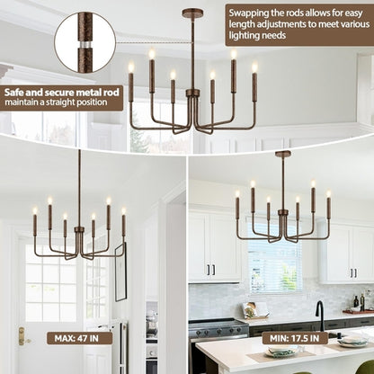 Rustic Black 6 Light Farmhouse Chandelier For Dining Room