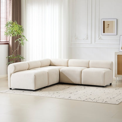 Modular Chenille Sectional Sofa – Modern Curved Upholstered Couch for