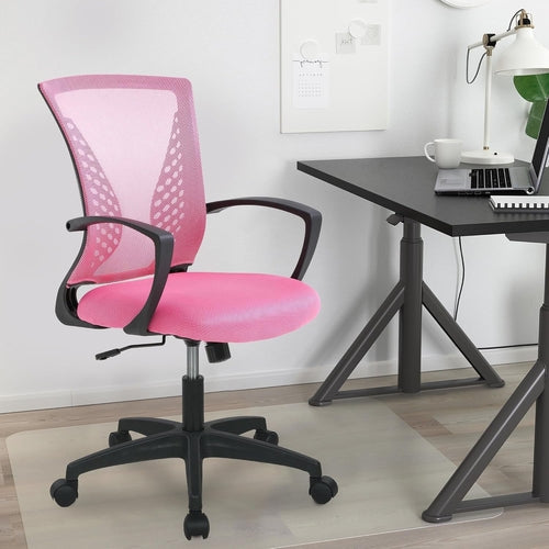 Pink Ergonomic Gaming Chair With Lumbar Support 360 Swivel