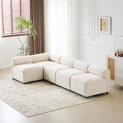 Modular Chenille Sectional Sofa – Modern Curved Upholstered Couch for