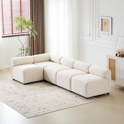 Modular Chenille Sectional Sofa – Modern Curved Upholstered Couch for
