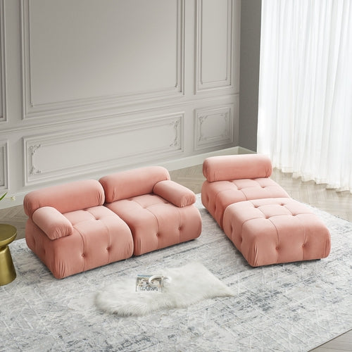 Modular Sectional Sofa, Button Tufted Design with DIY L-Shaped Layout,