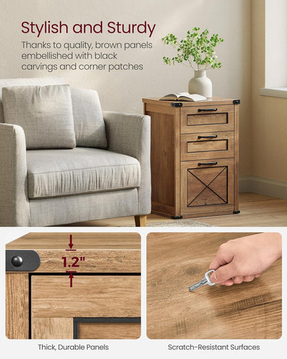 3 Drawer Farmhouse Filing Cabinet With Printer Stand For Home Office