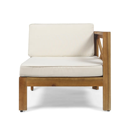 ALCOVE L-Shape Sofa Set Beige Acacia Wood with Water-Resistant
