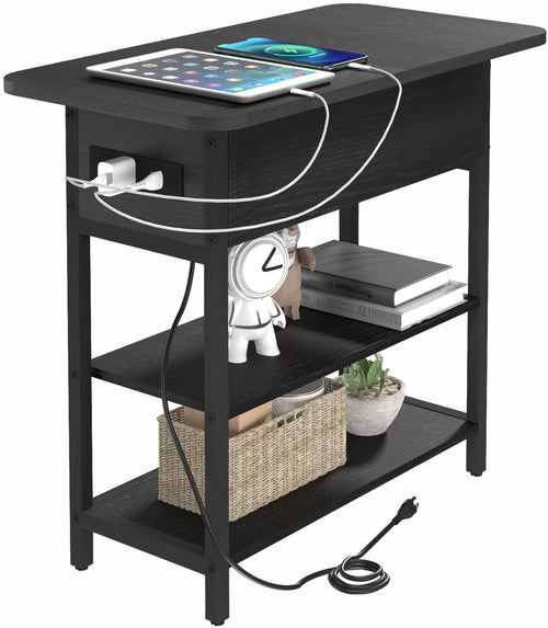 Slim Charging End Table With USB Ports And Outlets