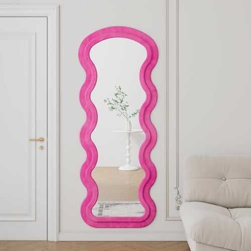 Flannel Full Length Wave rose Floor Mirror  for Bedroom living room