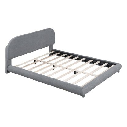 Teddy Fleece Upholstered Platform Bed with Thick Fabric, Solid Frame