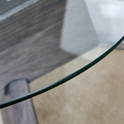 Modern Round Glass Coffee Table – 33.4" Tempered Glass Top with MDF
