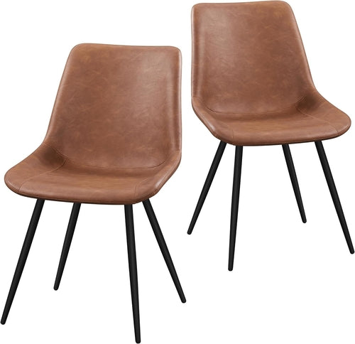 Dining Chairs Set Of 2 Brown Upholstered Faux Leather