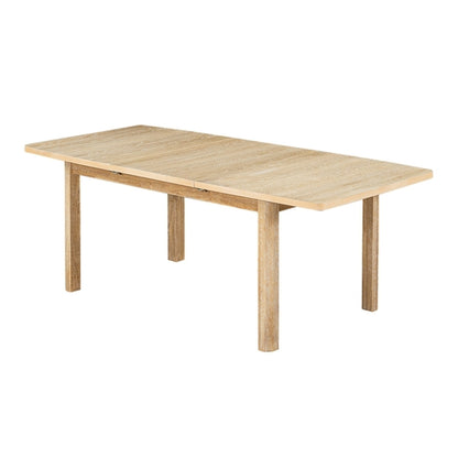 Rustic Extendable Dining Table Set with Removable Leaf, 6 Upholstered