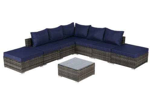 8 Piece Outdoor Patio Sectional Sofa Set – Wicker Conversation Set