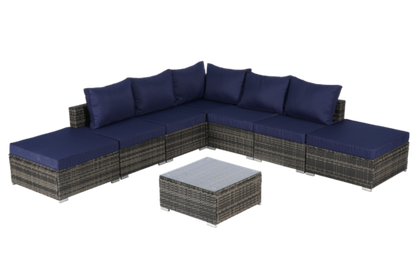 8 Piece Outdoor Patio Sectional Sofa Set – Wicker Conversation Set